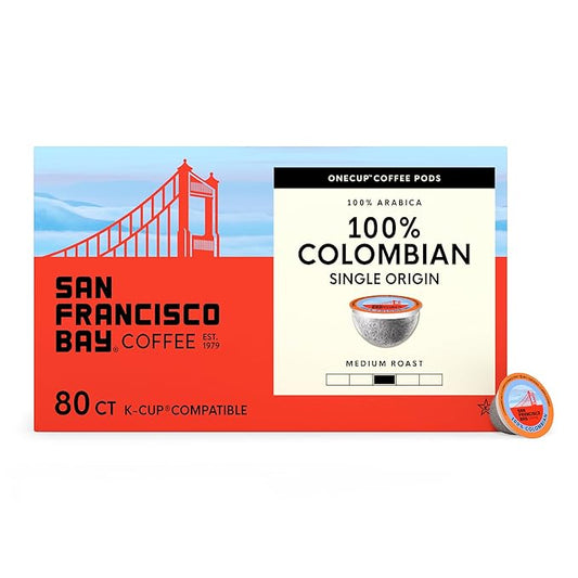 San Francisco Bay Compostable Coffee Pods - 100% Colombian (80 Ct) K Cup Compatible including Keurig 2.0, Medium Roast
