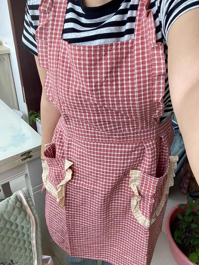 Small Cooking Apron with Pocket, Pinafore Apron Dress for Women, Kitchen Apron Gift for Women, Weight within 140lb - Image 5