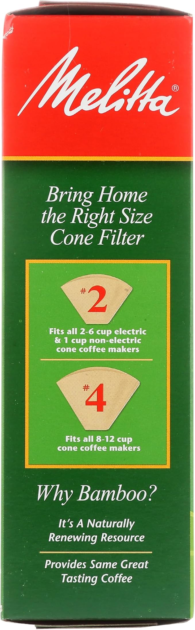 Melitta #2 Cone Coffee Filters, Bamboo, 80 Count