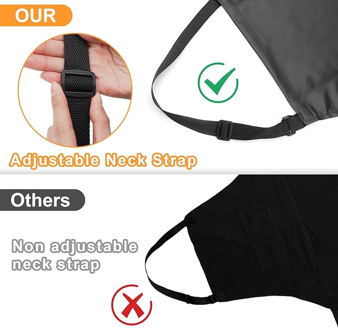 Gotega 3 Pack Waterproof Rubber Vinyl Apron Adjustable Bib Apron - Cooking Kitchen Apron for Women Men Chef Heavy Duty Work Apron for Dishwashing Lab Butcher Black