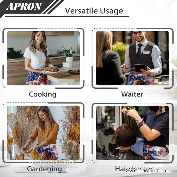 Waist Apron with 3 Pockets Waterproof 13 Inch Short Half Waist Aprons Women Men Server Aprons Waitress Waiter Apron - Image 5