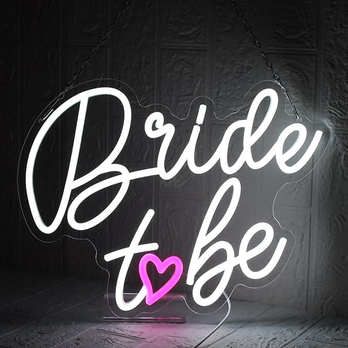 Bride to Be Neon Sign Wedding Light Signs White Led Neon Light Signs USB Dimmable Led Lights Sign for Bachelorette Engagement Party Bridal Shower