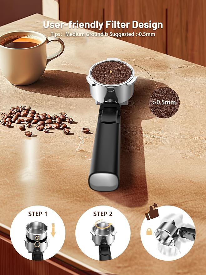 20 Bar Espresso Machine, Hot & Cold Brew Coffee Maker with Milk Frother, Touch Screen, Compact Water Tank, Expresso Coffee Machines for Lattes, Cappuccinos, Americano, Home & Office (Silver)