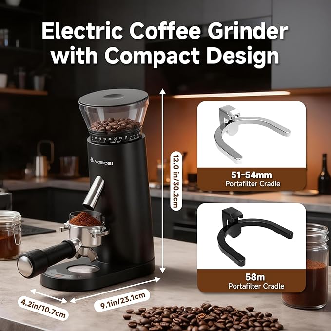 AAOBOSI Coffee Grinder, Cordless Coffee Bean Grinder with 60 Grind Settings,Conical Burr Coffee Grinder Suitable for Indoor Home,Office & Outdoor Camping,Travel Use,Anti-Static,5-98s Timer.