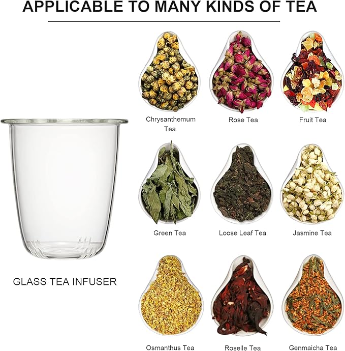 Lezero Glass Tea Cup with Strainer and Lid Gift Kit, Borosilicate Infuser Mugs with Filter for Blooming & Loose Leaf Tea, Heat Resistance, Lead-free, Microwave & Dishwasher Safe, 17oz
