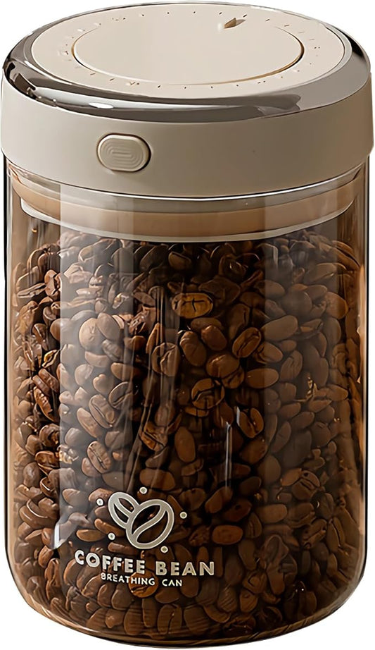 Aerbee Coffee Bean Canister, 37OZ Food Grade Sealed Jar with Date Tracker and Waking Bean Valve, Vacuum Storage Container for Beans, Grain, Snack, Sugar, Tea (1.1L)