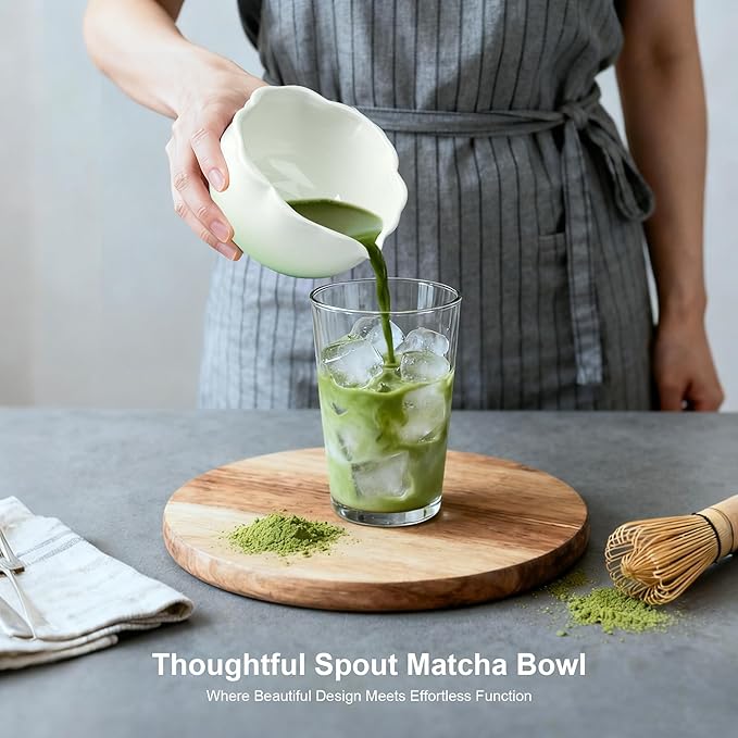 8Pcs Matcha Whisk Set with Floral Ceramic Matcha Bowl, Wooden-Handled Sifter, Bamboo Whisk, Whisk Holder, Bamboo Scoop, Scoop Rest, Spoon, Tea Towel, Greeting card, Gift for Beginners