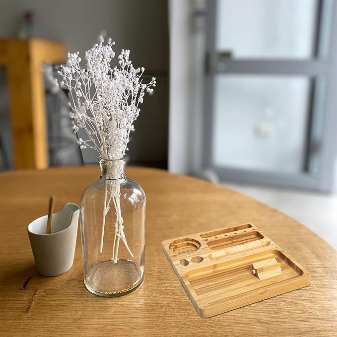 Foldable Bamboo Tray with Magnetic Lid - Easy to Clean - Portable, Perfect for Home Storage or Travel, Decorative-Tray - Gifts for Him