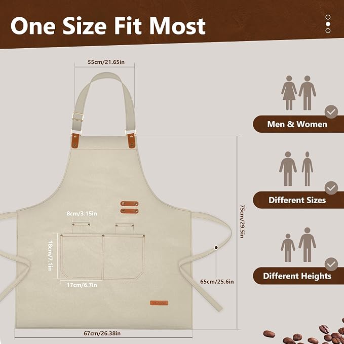 APRONPANDA Chef Apron for Men Women with Pockets Adjustable Strap, Water Repellent Apron for Cooking, Baking - Image 6