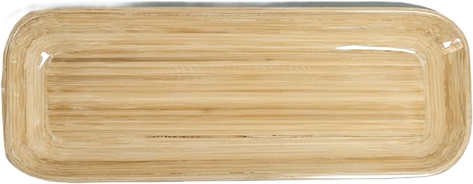 15″ × 5.5″ Bamboo Rectangular Serving Tray – Hand‑Painted Decorative Fiber Platter – Lightweight, Eco‑Friendly Tableware for Olives, Appetizers & Snacks - Pearl