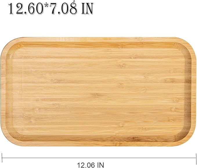2-Pack Bamboo Trays - Rectangle Serving Platter - 12.60 * 7.08 * 0.8 in - For Home, Hotel, Restaurant - Fruit, Coffee, Tea Platters