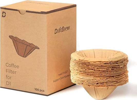 D1 Coffee Filters 100ct, Compostable, Disposable Coffee Filters Fits Driftbrew D1 All-in-One Coffee Press