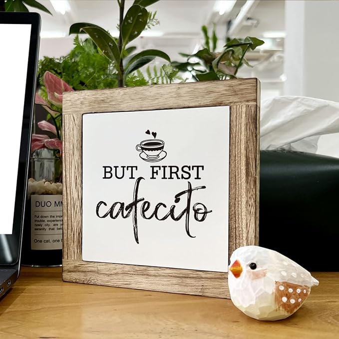 But First Cafecito Sign - Wooden Coffee Decor for Home & Office, Funny for Coffee Lovers - Image 6