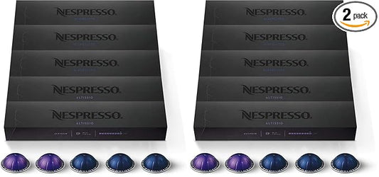 Nespresso Capsules Vertuo, EspressoVariety Pack, Medium and Dark Roast Espresso, 50-CountEspresso-Pods, Brews 1.35oz, (Pack of 2)