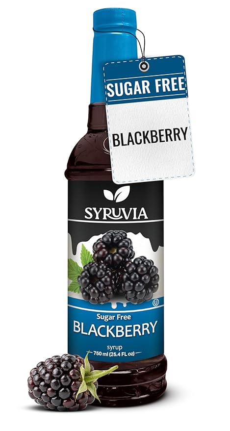 Syruvia Sugar-Free Blackberry Syrup, Flavored Syrup for Drinks, Cocktails, Lemonades, Iced Teas, and Desserts – 25.4 fl oz