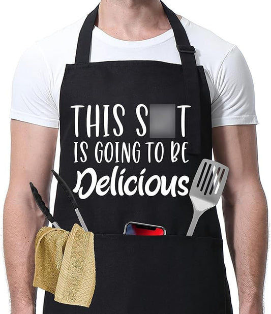 Miracu Funny Cooking Aprons for Women, Funny Baking Aprons for Men Dad, Mens Cooking Gifts for Bakers Husband Boyfriend - Fathers, Mothers Day, Birthday Kitchen Gifts for Men, BBQ Grilling Presents by Miracu
