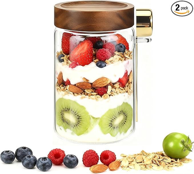 30oz Glass Storage Jar with Airtight Lids Spoons Glass Coffee Ground Canister Glass Sugar Container for Cookies Beans Nut Pasta Candy Spice Rice Loose Tea (900ml/30oz-1 pack)