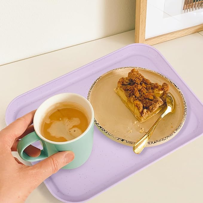 4 Pack Purple Plastic Serving Trays for Party Serving Food - Rectangular, 8.66 by 12 in, Heavy Duty Dessert Trays for Food Erving Platters for Party Tray Decor Veggie,Snack