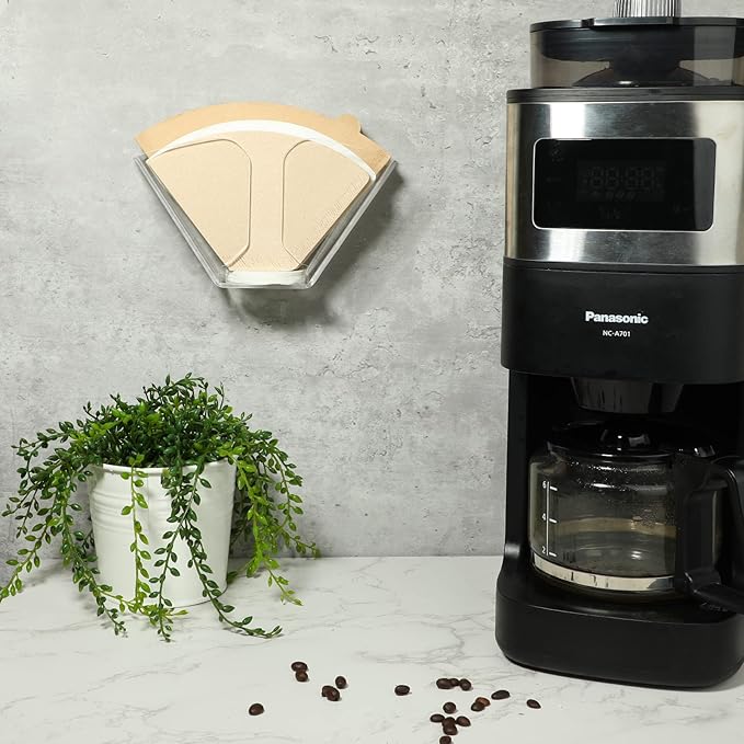 Kamehame Coffee Filter Holder, Wall Mount Coffee Filter Dispenser Rack, Clear Acrylic Storage Container for Aeropress, Cone Filters