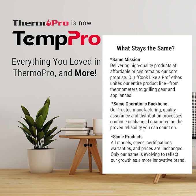 TempPro Hygrometer Thermometer for House, Bluetooth Room Indoor Greenhouse Thermometer Monitor Up to 260FT, Backlit Humidity Meter Temperature Sensor with 2-Year Data Export,2 PS(Previously ThermoPro)