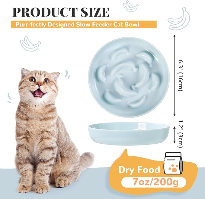 Slow Feeder Cat Bowl Set - White Melamine Maze Dish in 2 Styles (Single Bowl & with Bamboo Stand) - Whisker-Friendly, Shallow, Elevated Combo