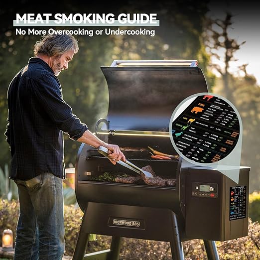 Magnetic Meat Temperature Chart, Meat Smoking Guide for Smoker Grilling with Time & Temp Wood Flavors, BBQ Smoker Accessories, Grill Cooking Thermometer Chart, Gift for Friends Families