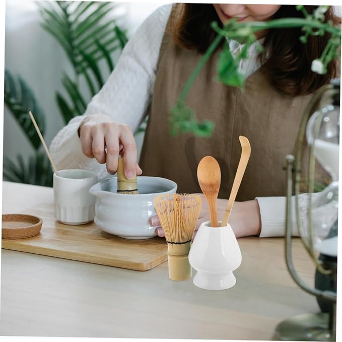Matcha Tea Preparation Set Bamboo Whisk Scoop Brush Holder Japanese Matcha Tools Sturdy Elegant Design