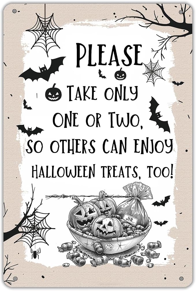 KanaAt Funny Halloween Trick or Treat Metal Sign Please Take Only One or Two Tin Sign Halloween Candy Vintage Decor for Home Kitchen Porch Yard Front Door Party Decor 8x12 inch, diany-m93 by Unknown