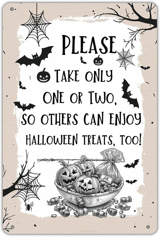 KanaAt Funny Halloween Trick or Treat Metal Sign Please Take Only One or Two Tin Sign Halloween Candy Vintage Decor for Home Kitchen Porch Yard Front Door Party Decor 8x12 inch, diany-m93 by Unknown