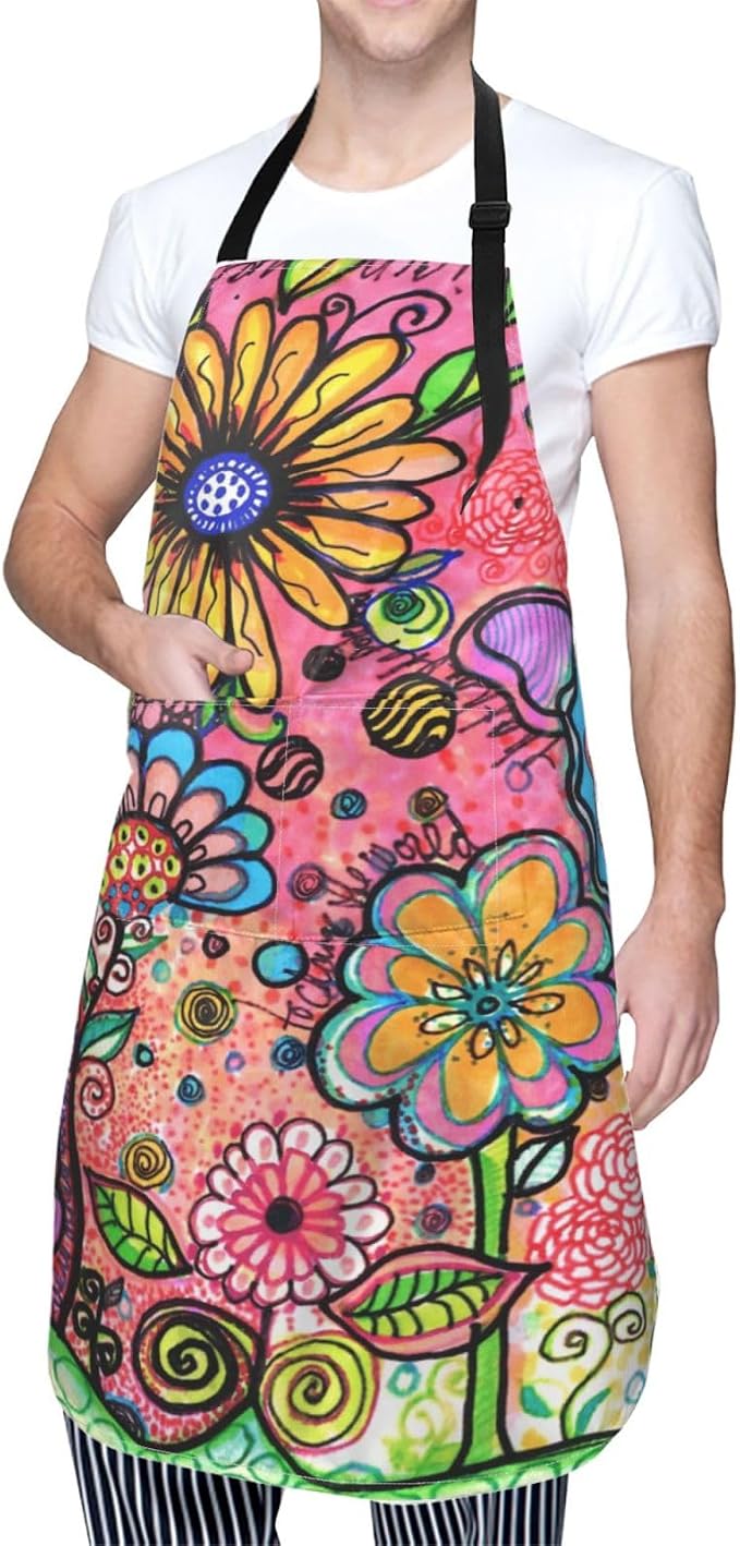 Perinsto Waterproof Apron With 2 Pockets Kitchen Chef Aprons Bibs For Cooking Baking Painting Gardening Grooming - Image 2