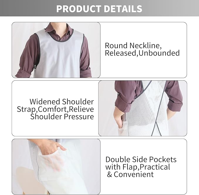 Waterproof Cross Back Apron, Shortened Design Waterproof Apron, Japanese Style Aprons with Pockets, X Cross Halter Apron, Cooking Aprons for Dishwashing, Cleaning Work with Water - White Translucent - Image 4