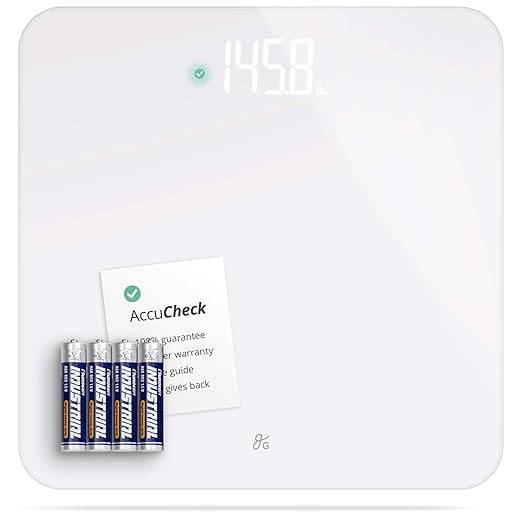 Greater Goods AccuCheck Digital Scale for Body Weight - Accurate Digital Bathroom Scale with High-Precision Sensors, Large Easy-to-Read Backlit Display, 400 lb Capacity, Auto Step-On (White)