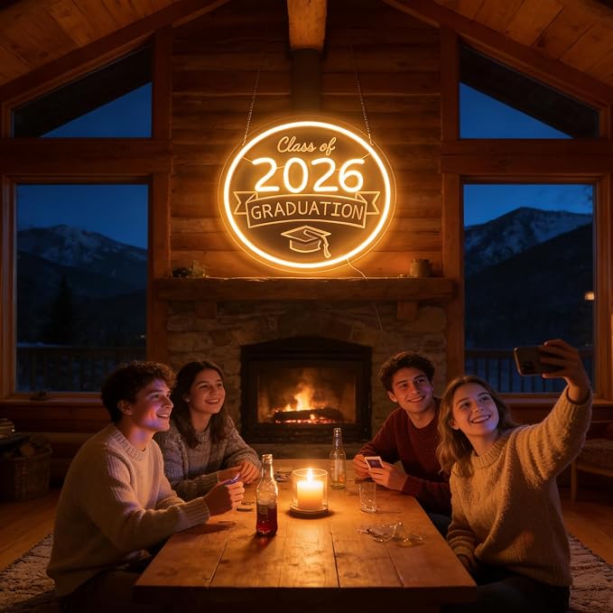 "Class of 2026" Graduation Cap Light - Official & Celebratory LED Wall Sign for Dorm, Grad Party, Study Space or Gift, Dimmable USB, Proud Keepsake for the Graduate & Their Supporters - Image 4