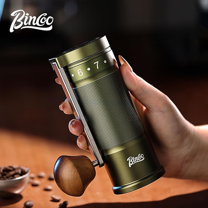 Bincoo Manual Coffee Grinder Manual Foldable Handle– Espresso Hand Coffee Grinder Burr,Compact and Portable for Home/Travel/Camping(Green)