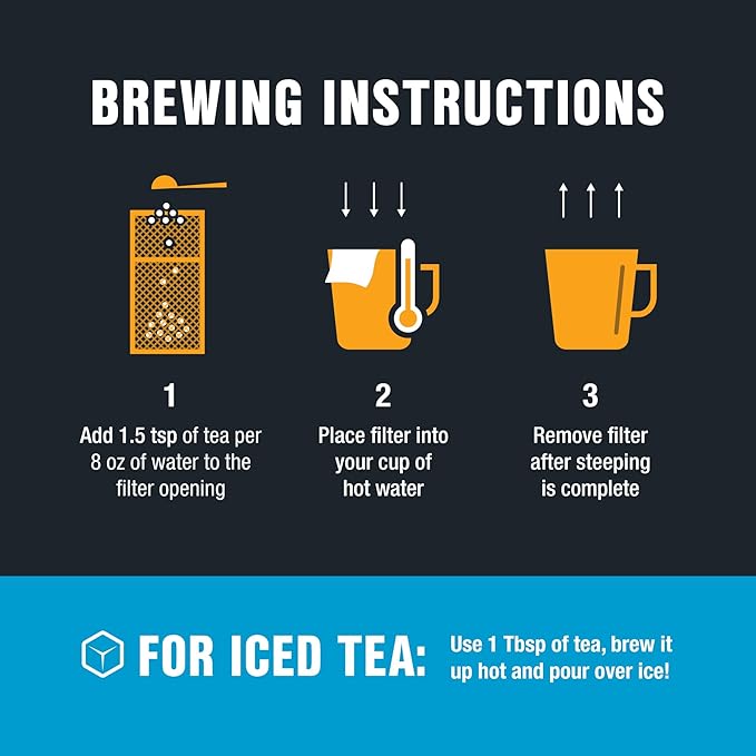Tiesta Tea Premium Starter Loose Leaf Sampler Kit - Classic Tea Blends, High to Non Caffeinated, Hot & Iced Brews, Starter Set with Black, Green, Herbal Sample Bags and 100 Disposable Tea Filters