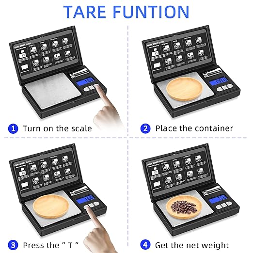 THINKSCALE 𝗚𝗿𝗮𝗺 𝗦𝗰𝗮𝗹𝗲, 𝟮𝟬𝟬𝗴/𝟬.𝟬𝟭𝗴 Mini Pocket Scale with 6 Units, Steelyards, Tare, Scales Digital Weight Grams for Jewelry, Medicine, Coffee, Herb, Cal Weight Included