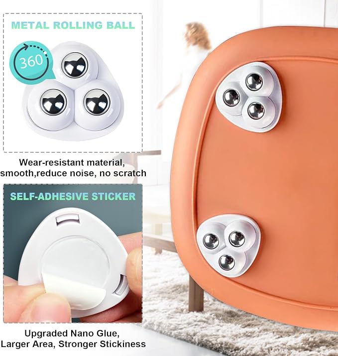Appliance Casters - Furniture Sliders & Appliance Rollers for Kitchen, Coffee Machine, Blender, Oven - Helps Mom or Wife Easily Solve Countertop Sliding (White, 8pcs) - Image 4