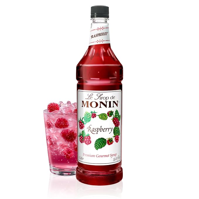 Monin - Raspberry Syrup, Sweet and Tart, Great for Cocktails and Lemonades, Gluten-Free, Non-GMO (1 Liter) by Monin