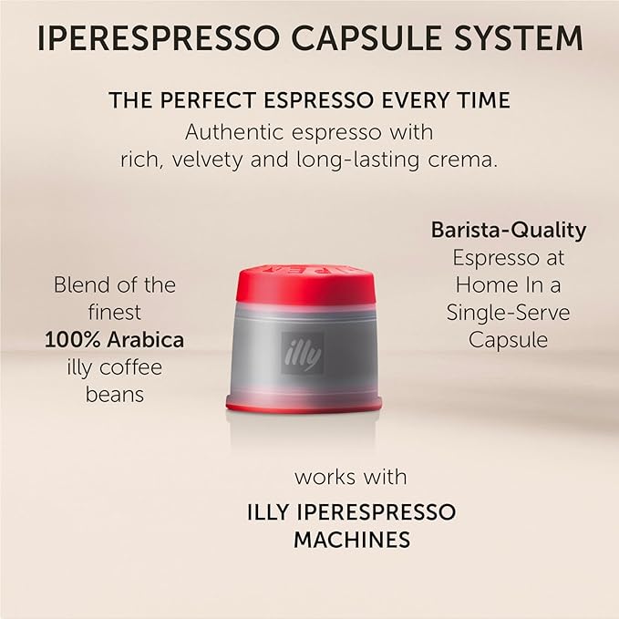 illy Coffee iperEspresso Capsules - Single-Serve Coffee Capsules & Pods - Single Origin Coffee Pods – Classico Decaf Roast with Notes of Caramel - For iperEspresso Capsule Machines – 18 Count