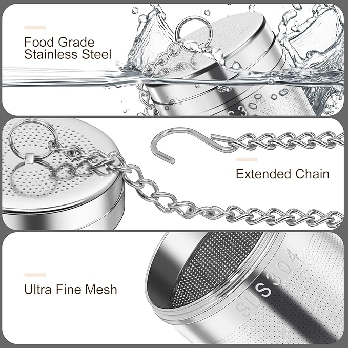 ‌Loose Leaf Tea Steeper with Ultra-Fine Mesh - ‌Premium Stainless Steel ‌Tea Infuser‌‌ & ‌Tea Strainer‌ for Herbal/Black/Rooibos Teas, Durable ‌Tea Ball‌ with Leak-Proof Design