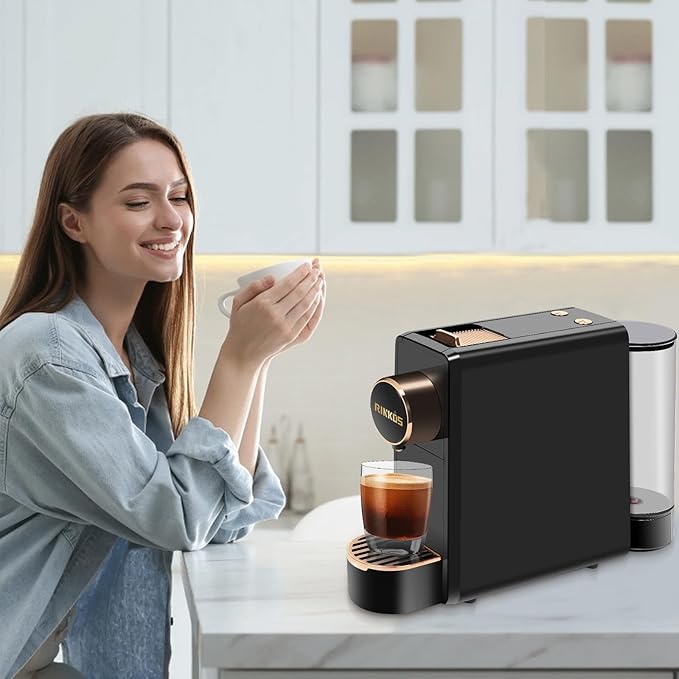 Espresso Machine for Nespresso Compatible Capsule, Single Serve Coffee Maker Programmable for Espresso Pods, Premium Italian 20 Bar High Pressure Pump ，Mini Coffee and Espresso Machine Black