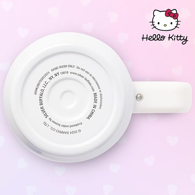 Silver Buffalo Sanrio Hello Kitty Halloween Spooky Skeleton Costume Double Walled Stainless Steel Tumbler with Handle and Straw, Fits in Standard Cup Holder, 40 Ounces