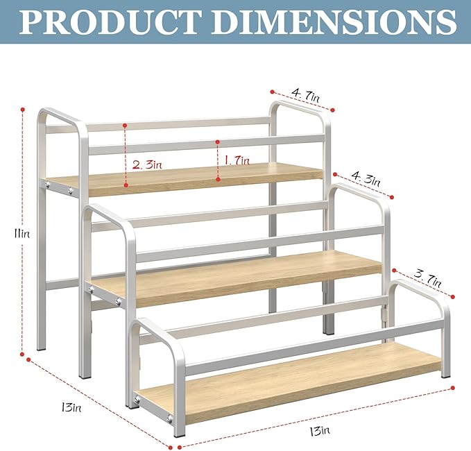 Coffee Syrup Rack,12 Bottle Capacity,3 Tier Coffee Bar Organizer,Kitchen Wine Rack,Coffee Station for Syrup, Wine Stand Shelf,Coffee Bar Accessories (Light Yellow Wood, White)