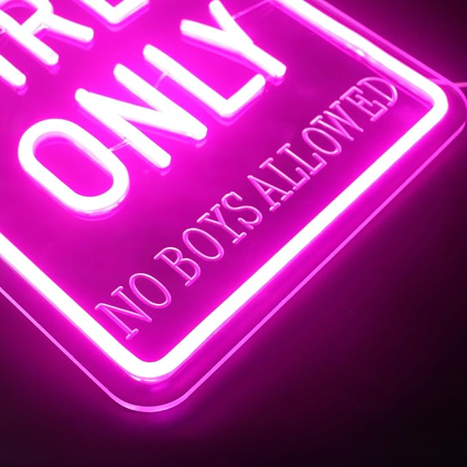 "Girls Only" neon Light - LED Wall Art for Girls Room, Club,Cave,Dorm, Study Nook or Bestie Hangout Space, Dimmable USB, Cool Bonding Gift for Sisters & Best Friends - Image 7