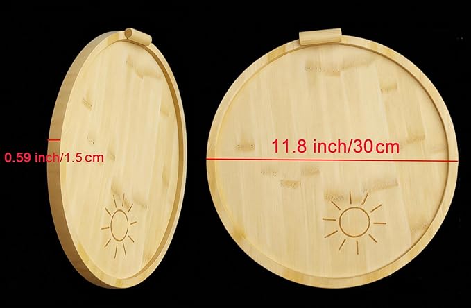 Bamboo Tray with Handle, Round Wooden Serving Tray for Bed Breakfast, Charcuterie Platters, Footstools, Coffee Tables, Outdoor Gatherings, Gifting and Home Decor Storage Tray (11.8 inch)