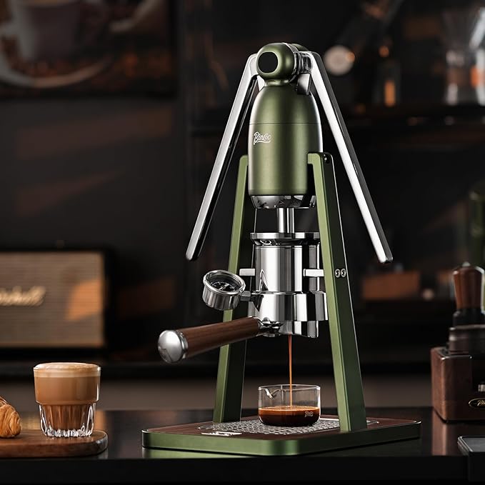 Bincoo Manual Espresso Maker Set - Hand Press Espresso Machine – 12Bar Pressure Profiling, Dual-Lever Manual Coffee Maker with Pre-Infusion, Portable for Custom Espresso Shots, Stainless Steel