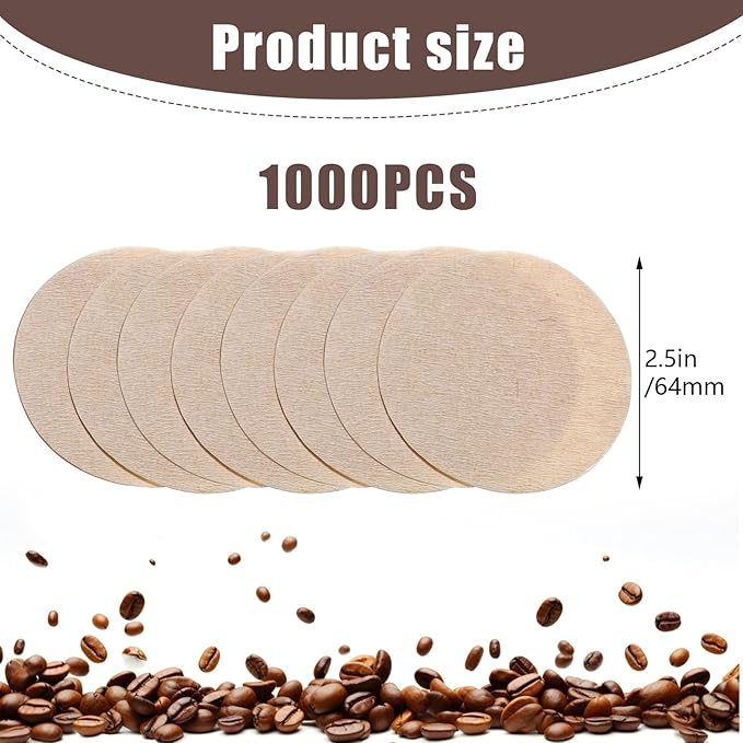 1000 Pcs Unbleached Coffee Filters Unbleached Coffee Filter Paper Round Coffee Maker Filters Compatible with Coffee Tea Filters