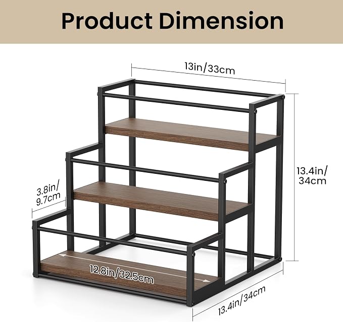 THYGIFTREE Liquor Bottle Display Shelf, 3 Tier Bar Shelf Stand for Liquor & Whiskey, Countertop Liquor Rack Organizer for Home Bar Kitchen Coffee Station - Image 3