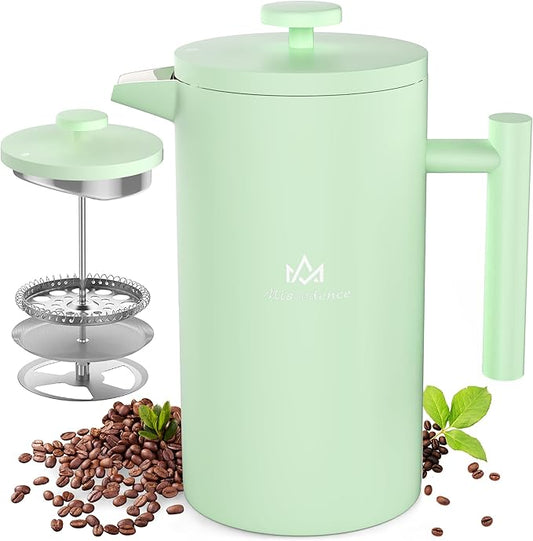 French Press Coffee Maker, 50OZ Double Wall Vacuum Insulated 304 Stainless Steel for Home, Camping and Office