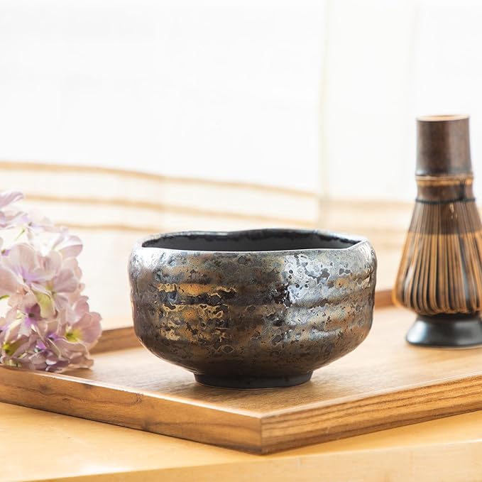 Asayu Japan Matcha Bowl, Handmade in Gifu Japanese Ceramic Chawan, 600ml, Dishwasher Safe for Tea Ceremoney, Green Tea, Pottery - Shirogane